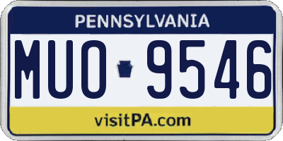 PA license plate MUO9546