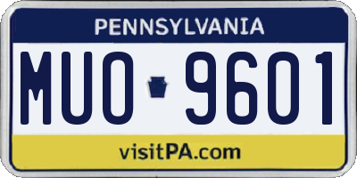 PA license plate MUO9601