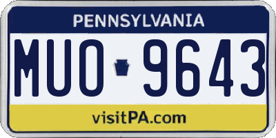 PA license plate MUO9643