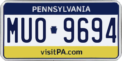 PA license plate MUO9694