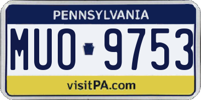 PA license plate MUO9753