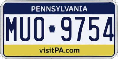 PA license plate MUO9754