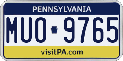 PA license plate MUO9765