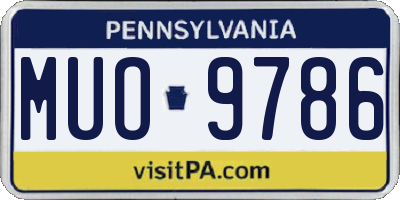 PA license plate MUO9786