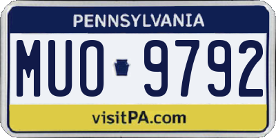 PA license plate MUO9792