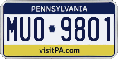 PA license plate MUO9801