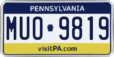 PA license plate MUO9819
