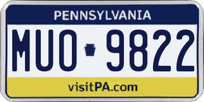 PA license plate MUO9822