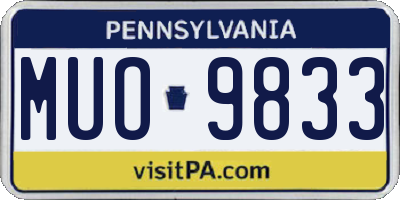 PA license plate MUO9833