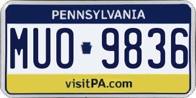 PA license plate MUO9836