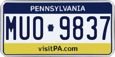 PA license plate MUO9837