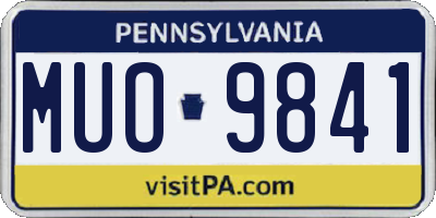 PA license plate MUO9841