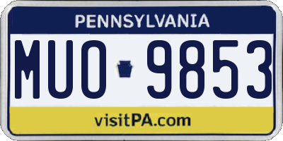 PA license plate MUO9853