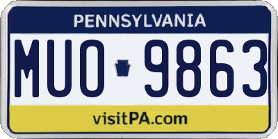 PA license plate MUO9863