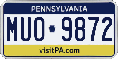 PA license plate MUO9872