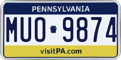 PA license plate MUO9874