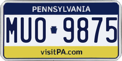 PA license plate MUO9875
