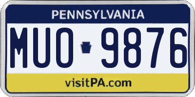 PA license plate MUO9876
