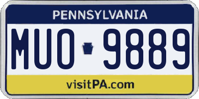 PA license plate MUO9889