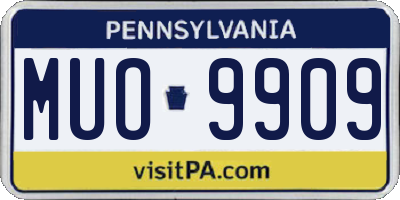 PA license plate MUO9909
