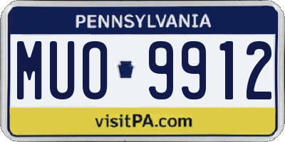 PA license plate MUO9912