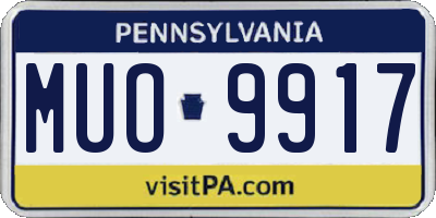 PA license plate MUO9917