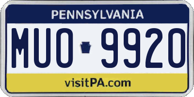 PA license plate MUO9920