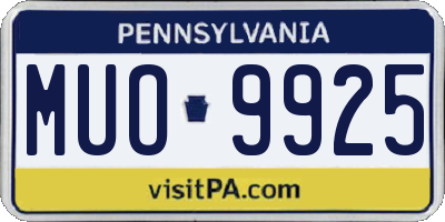 PA license plate MUO9925