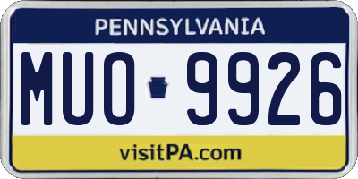 PA license plate MUO9926
