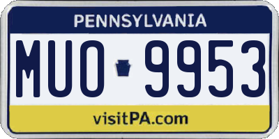 PA license plate MUO9953