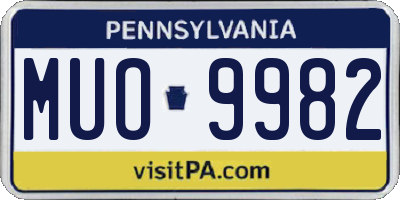 PA license plate MUO9982