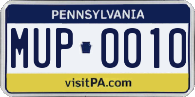PA license plate MUP0010