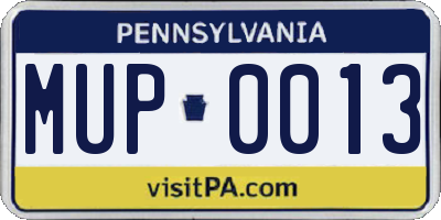 PA license plate MUP0013