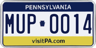 PA license plate MUP0014