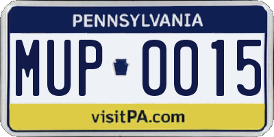 PA license plate MUP0015