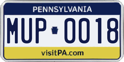 PA license plate MUP0018