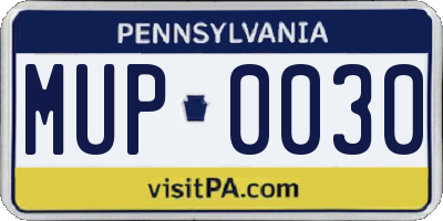 PA license plate MUP0030