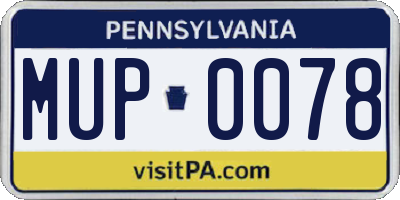 PA license plate MUP0078