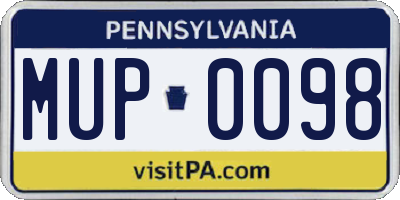 PA license plate MUP0098