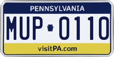 PA license plate MUP0110