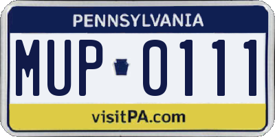 PA license plate MUP0111