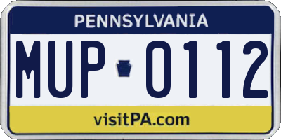 PA license plate MUP0112