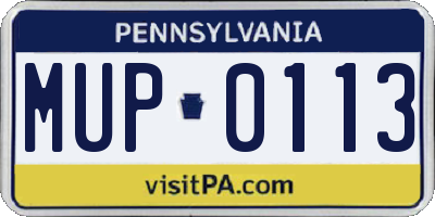 PA license plate MUP0113
