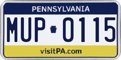 PA license plate MUP0115