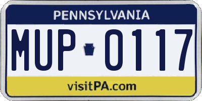 PA license plate MUP0117