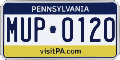 PA license plate MUP0120