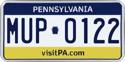 PA license plate MUP0122