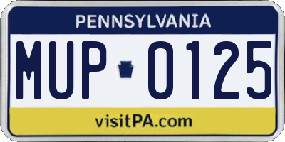PA license plate MUP0125