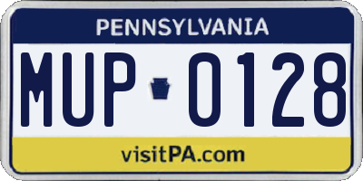 PA license plate MUP0128