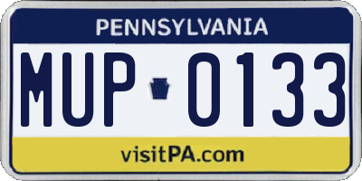 PA license plate MUP0133